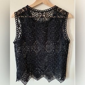 Anthropologie • S • Deletta Crochet Black Lace Sleeveless Shell Tank Top